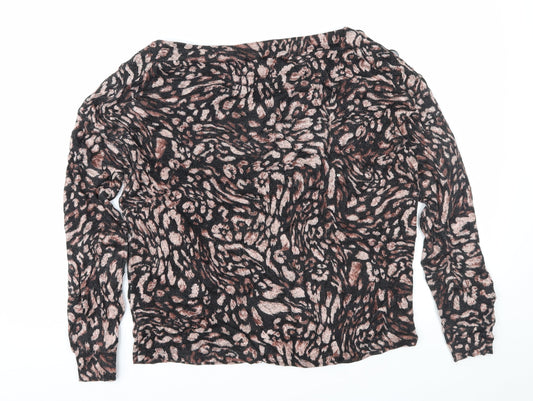 Dorothy Perkins Womens Brown Animal Print  Pullover Jumper Size 8