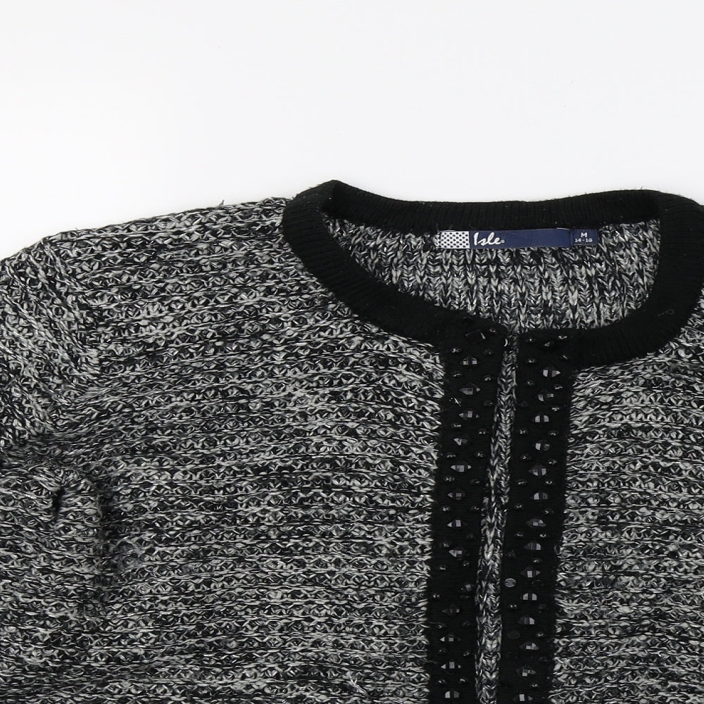 Womens UK Size M Isle Grey Cardigan Jumper