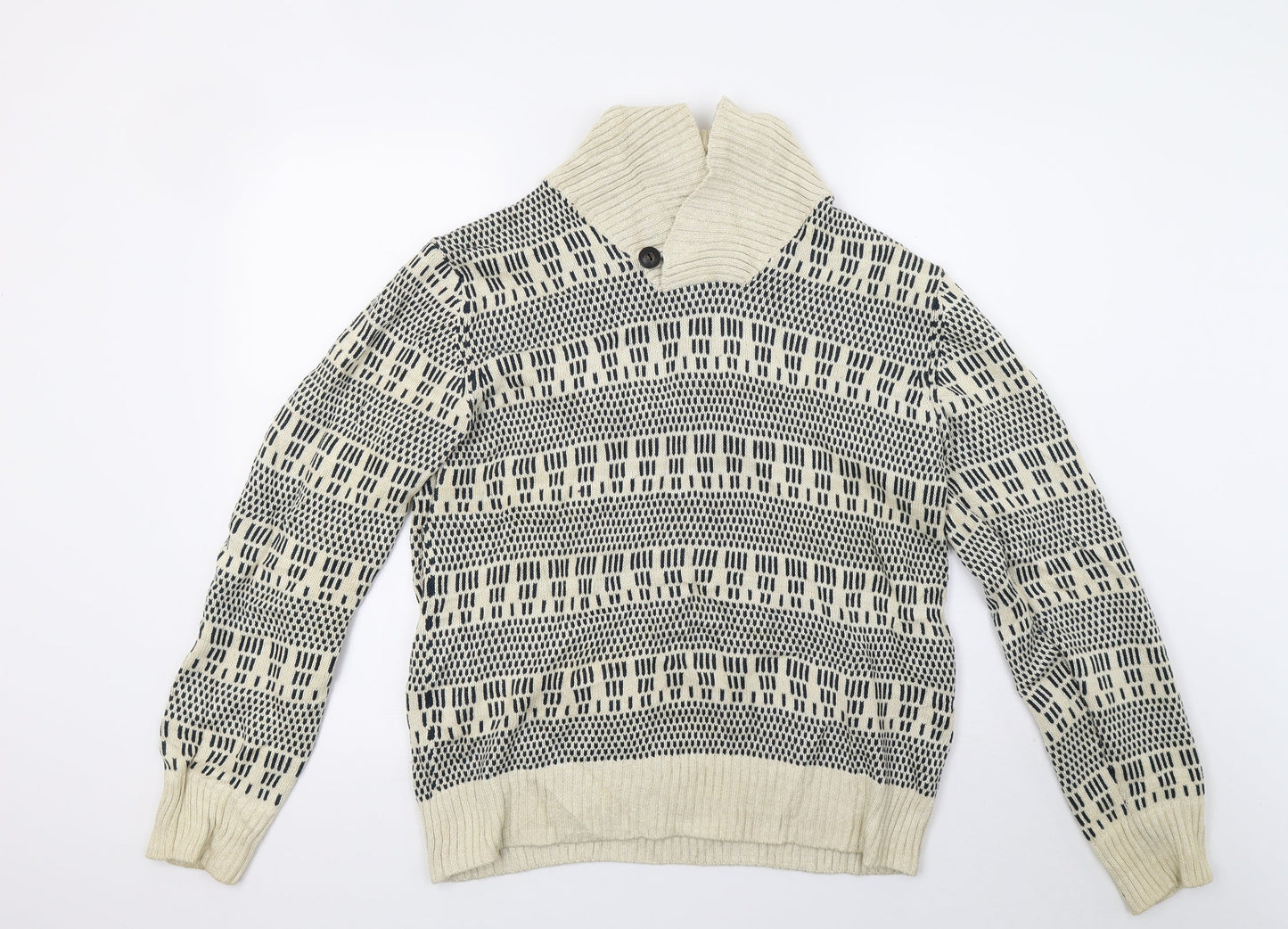 H&M Mens White   Henley Jumper Size M