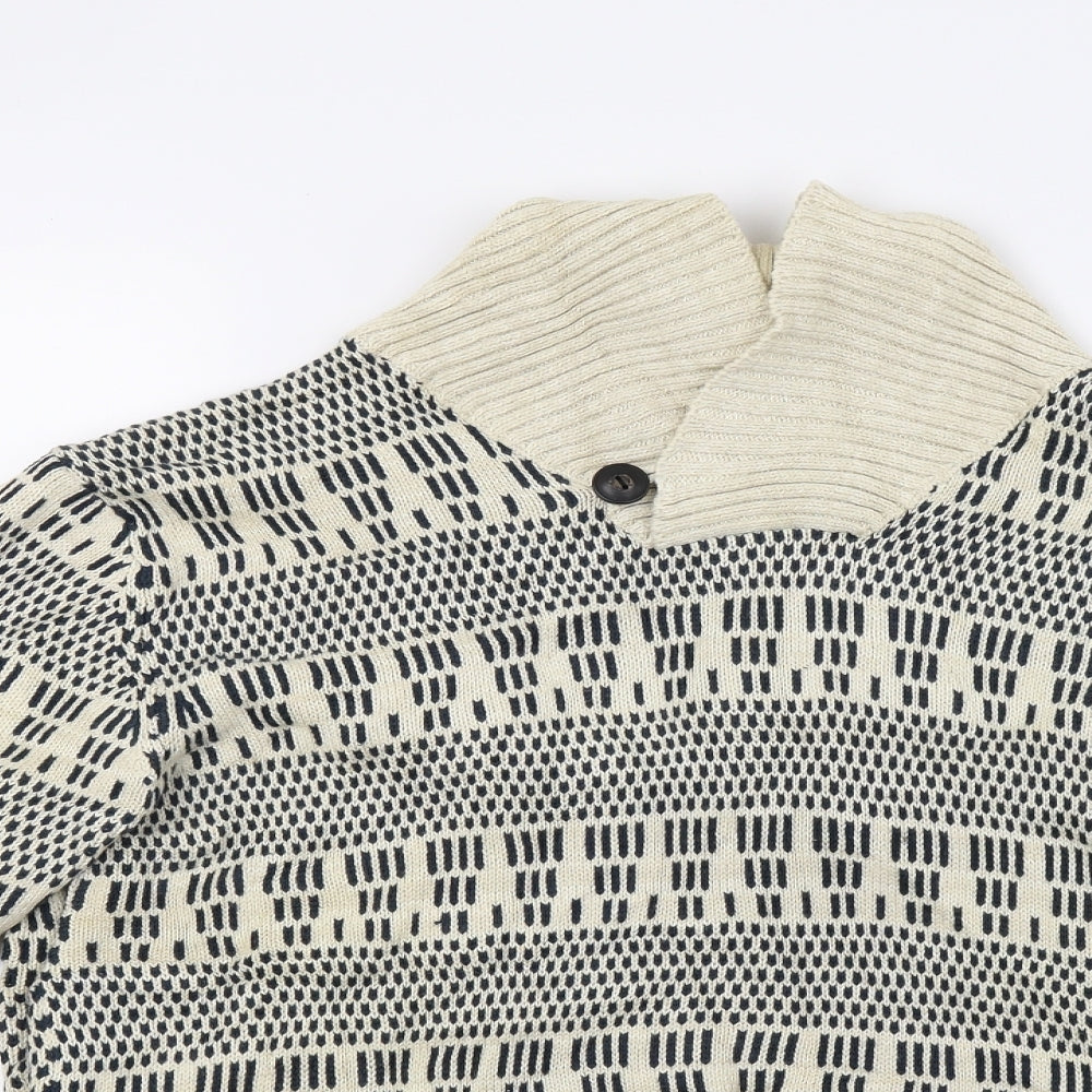 H&M Mens White   Henley Jumper Size M