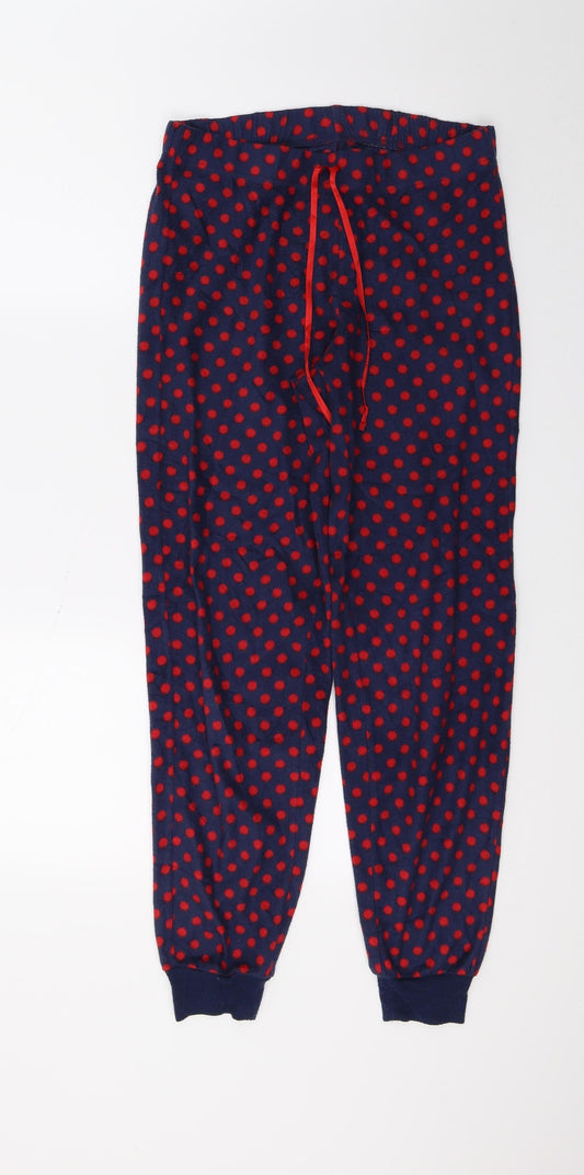 George Womens Blue Polka Dot Fleece Jogger Trousers Size 8 L20 in - Lounge Pants