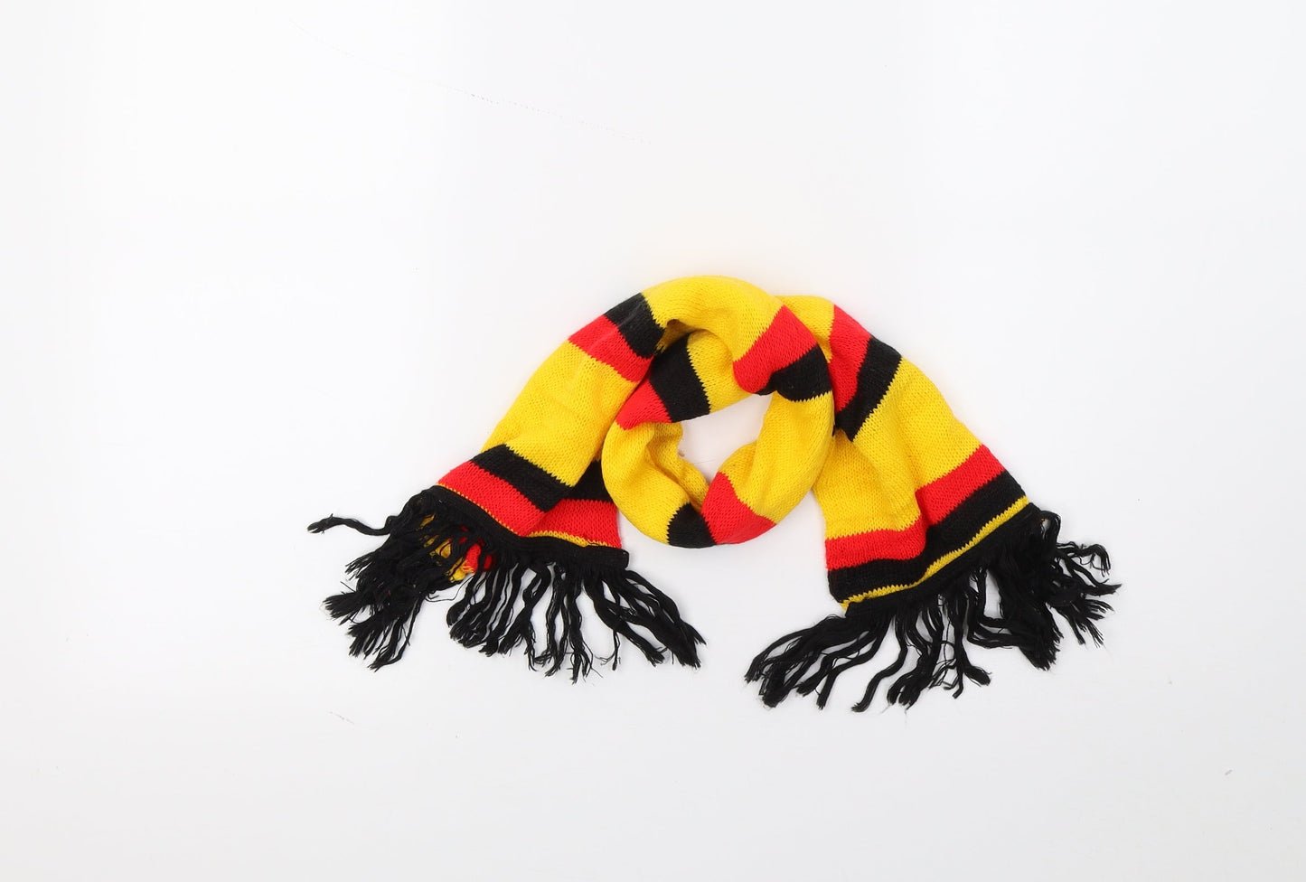 Preworn Unisex Yellow Striped Knit Scarf  Size Regular