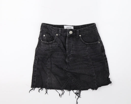 Miss Selfridge Womens Black  Denim A-Line Skirt Size 6