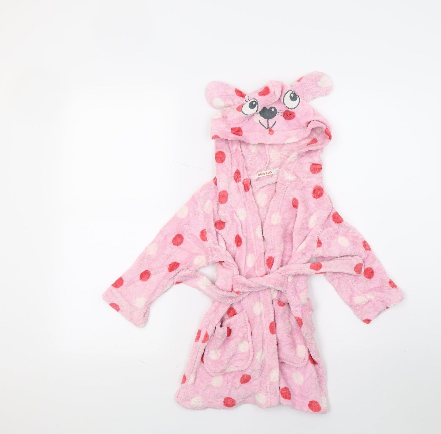 Bluezoo Girls Pink Polka Dot Fleece Top Gown Size 2 Years