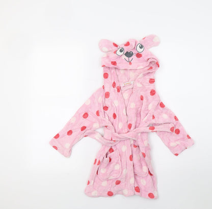 Bluezoo Girls Pink Polka Dot Fleece Top Gown Size 2 Years