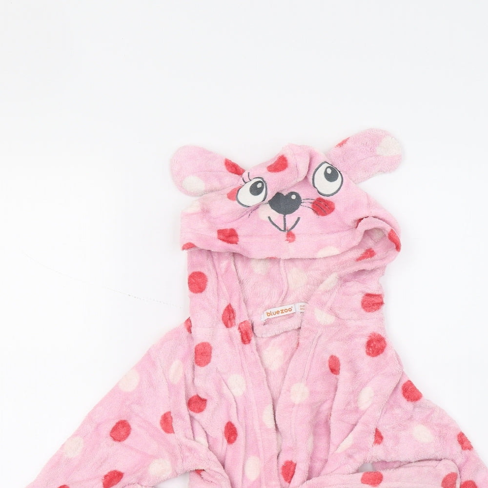 Bluezoo Girls Pink Polka Dot Fleece Top Gown Size 2 Years