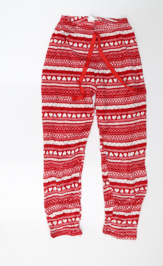 Matalan Womens Red  Fleece Jogger Trousers Size 8 L24 in - Lounge pants