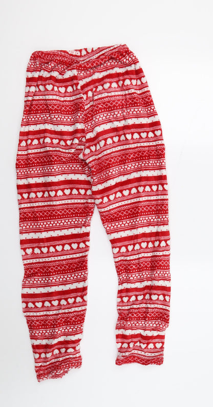 Matalan Womens Red  Fleece Jogger Trousers Size 8 L24 in - Lounge pants
