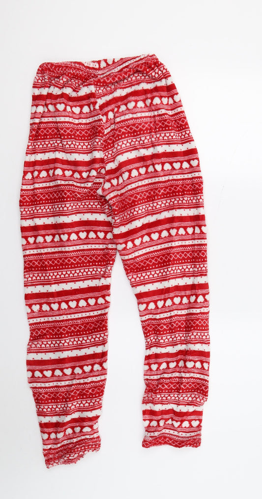Matalan Womens Red  Fleece Jogger Trousers Size 8 L24 in - Lounge pants