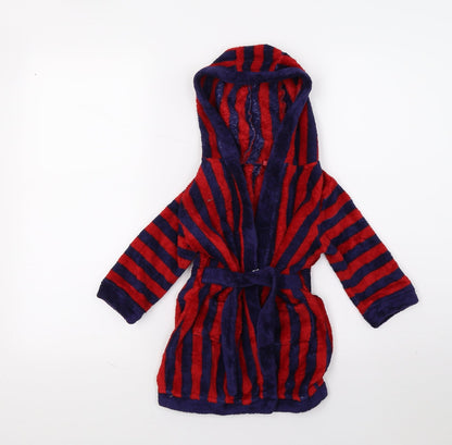 Mini Club Boys Red Striped Fleece  Gown Size 2 Years