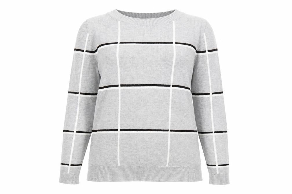 Next Womens Grey Check  Pullover Jumper Size 10