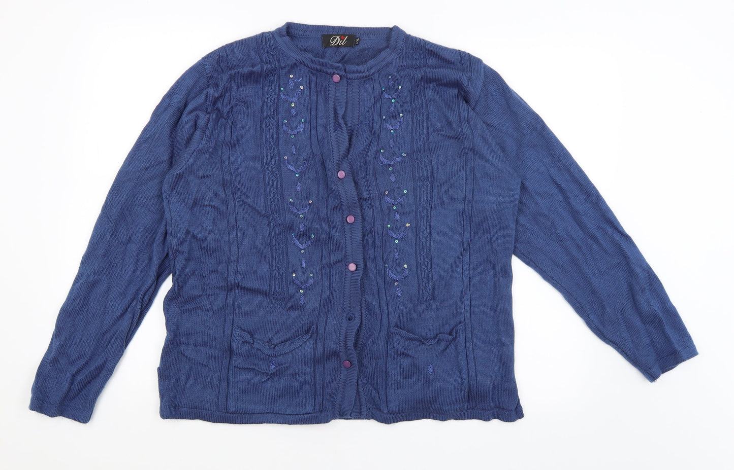 Dil Womens Blue   Cardigan Jumper Size XL
