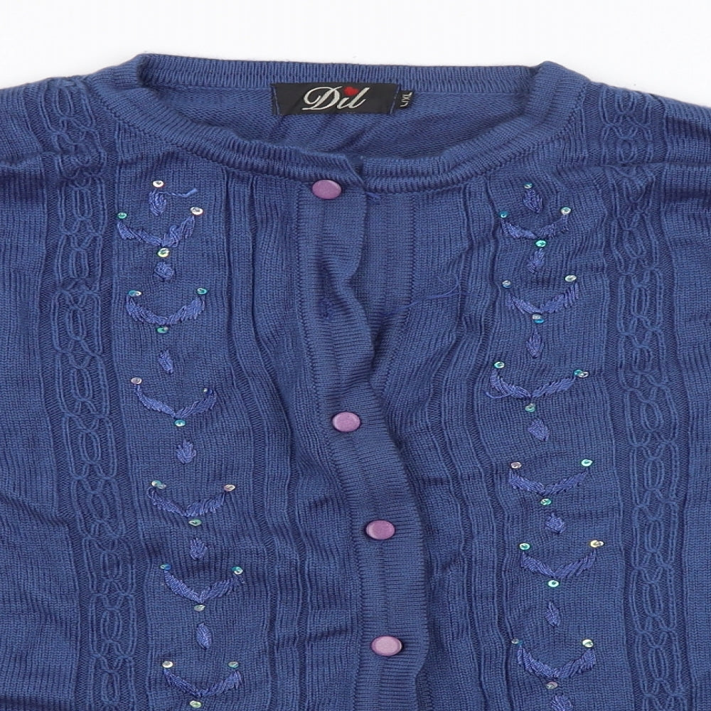 Dil Womens Blue   Cardigan Jumper Size XL