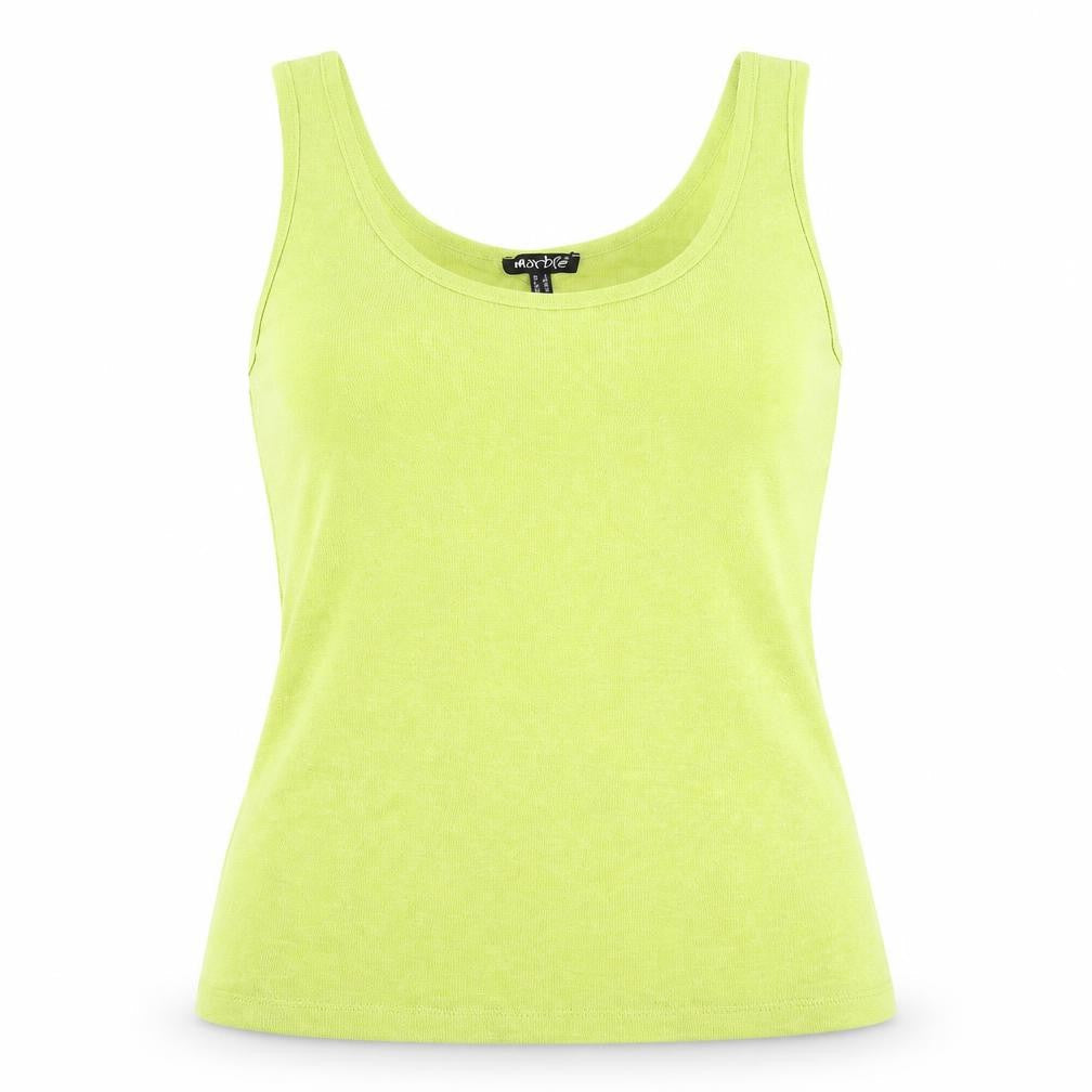 Womens UK Size 12 Marble Yellow Basic Tank