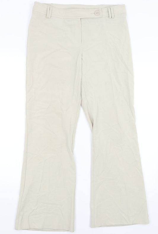 M&S Womens Beige   Dress Pants Trousers Size 14 L29 in