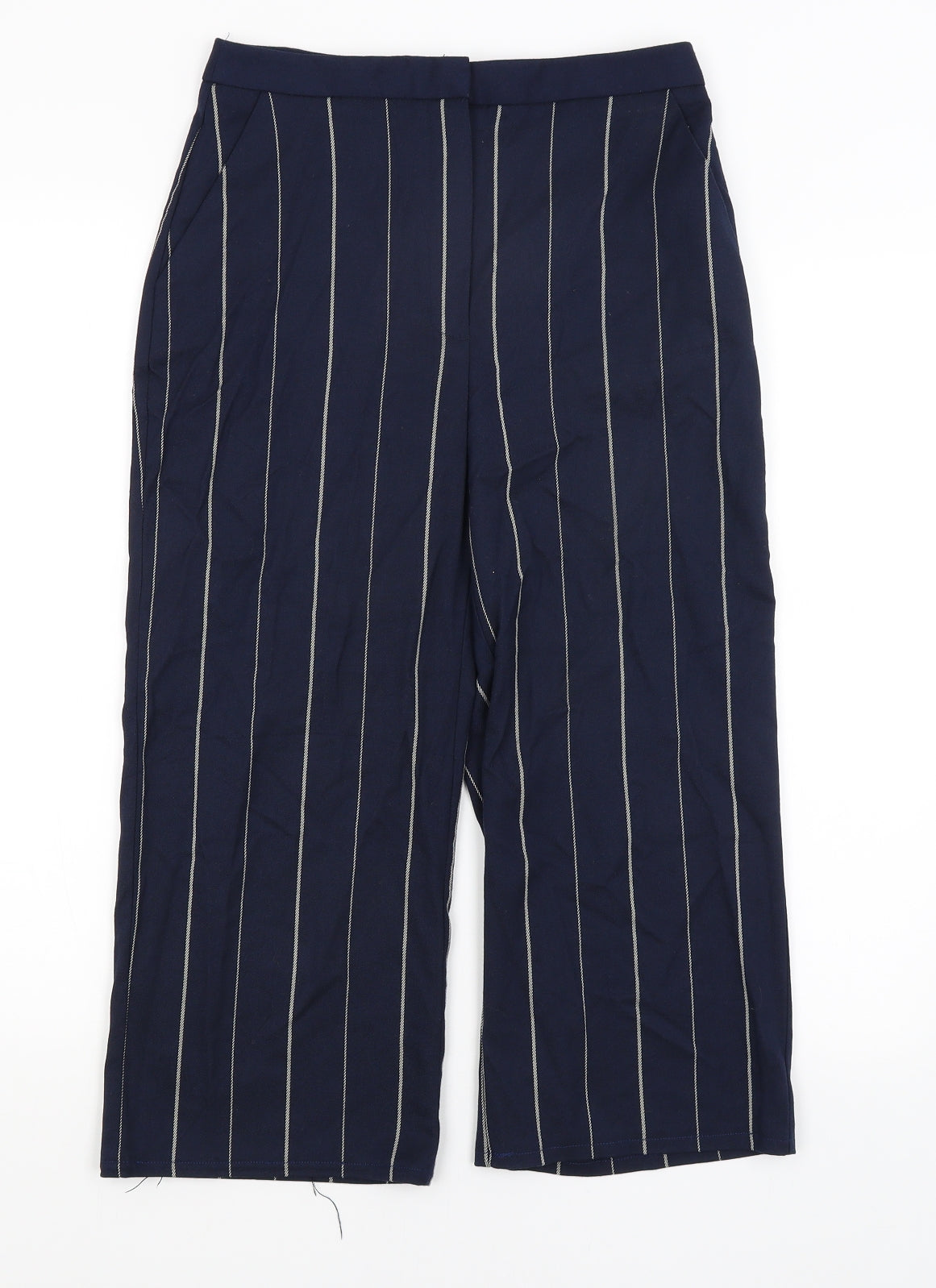 MNG Womens Blue Striped  Cropped Trousers Size 8 L20 in