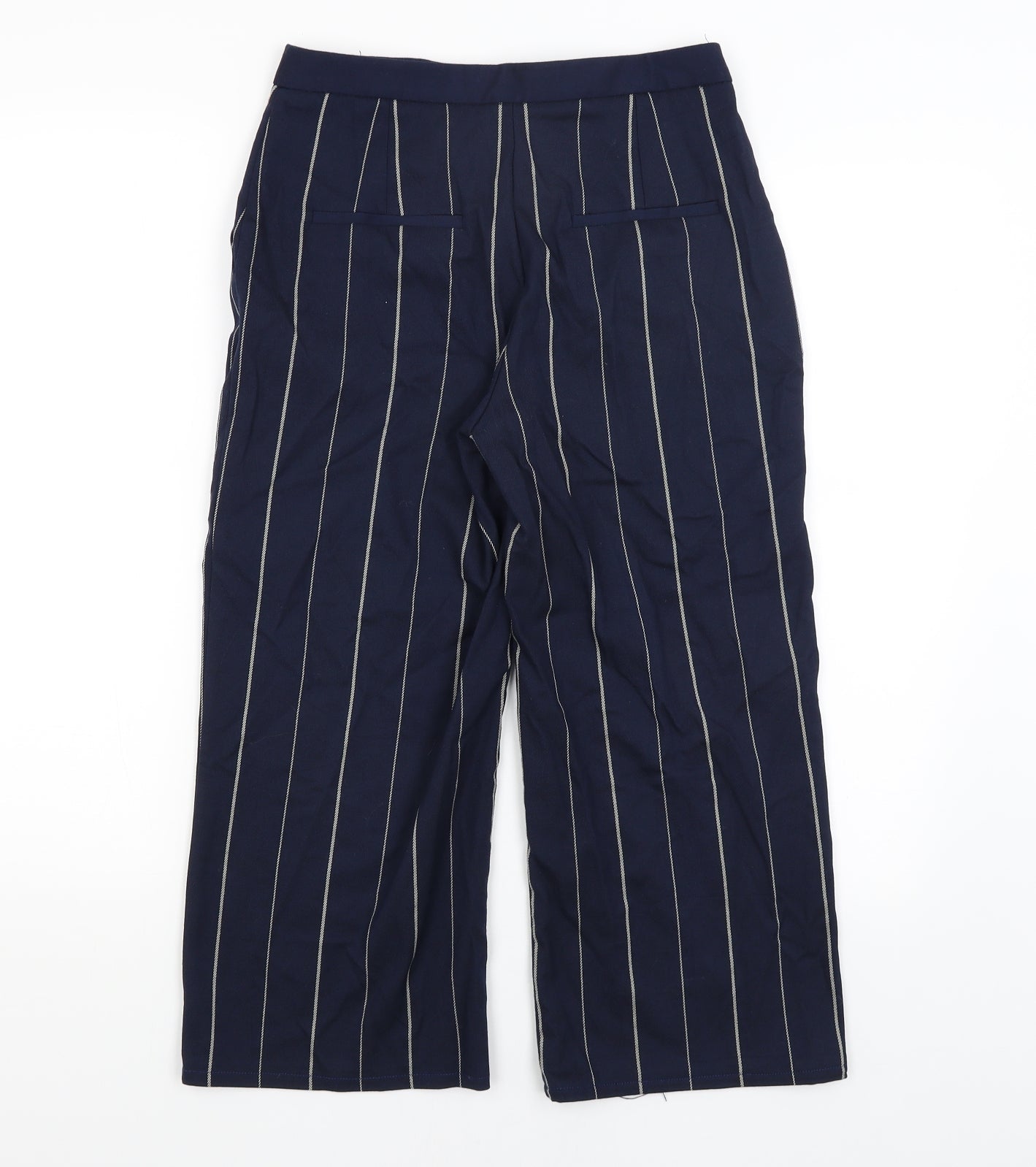 MNG Womens Blue Striped  Cropped Trousers Size 8 L20 in