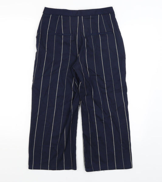 MNG Womens Blue Striped  Cropped Trousers Size 8 L20 in