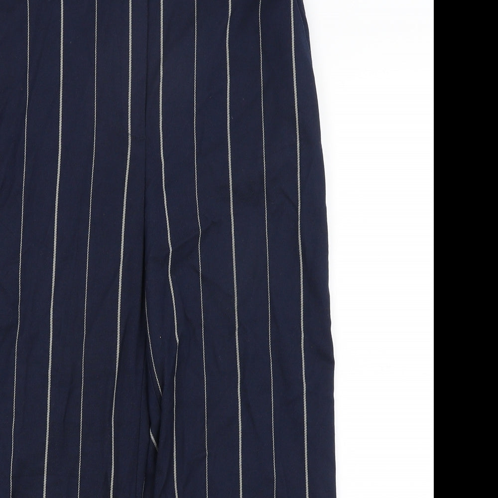 MNG Womens Blue Striped  Cropped Trousers Size 8 L20 in