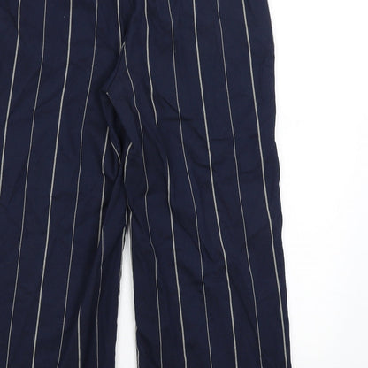 MNG Womens Blue Striped  Cropped Trousers Size 8 L20 in