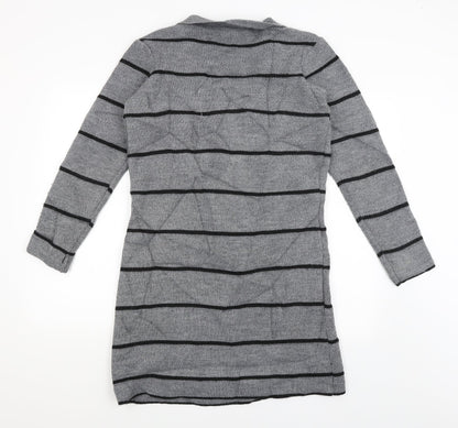 Susy Mix Womens Grey Striped  Cardigan Jumper Size S