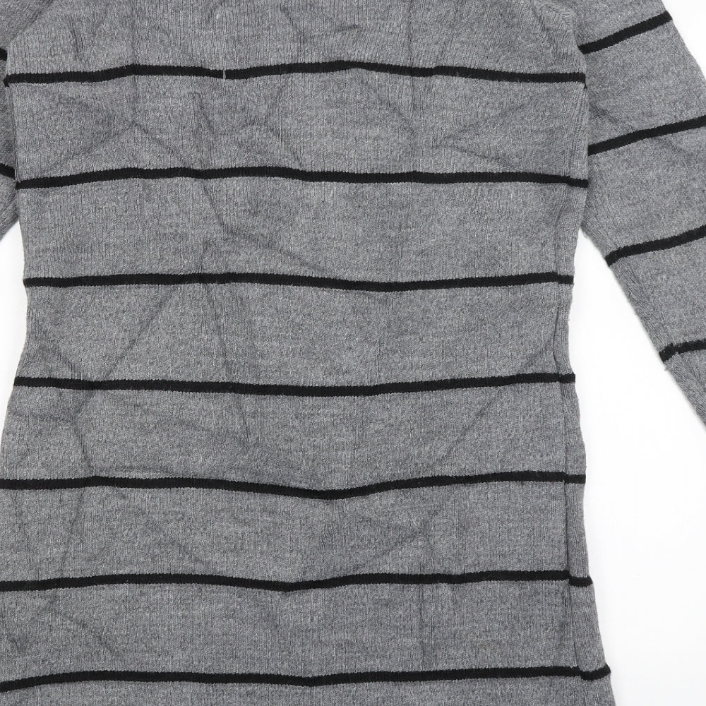 Susy Mix Womens Grey Striped  Cardigan Jumper Size S