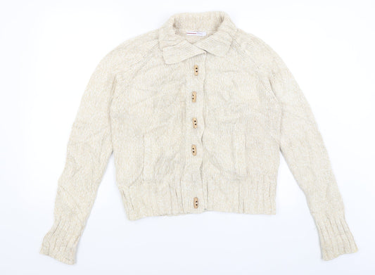 Womens UK Size 12 Papaya Ivory Cardigan Jumper