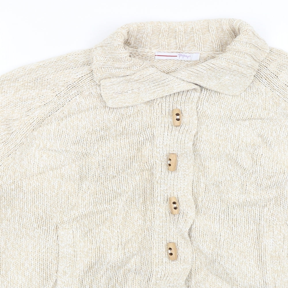 Womens UK Size 12 Papaya Ivory Cardigan Jumper