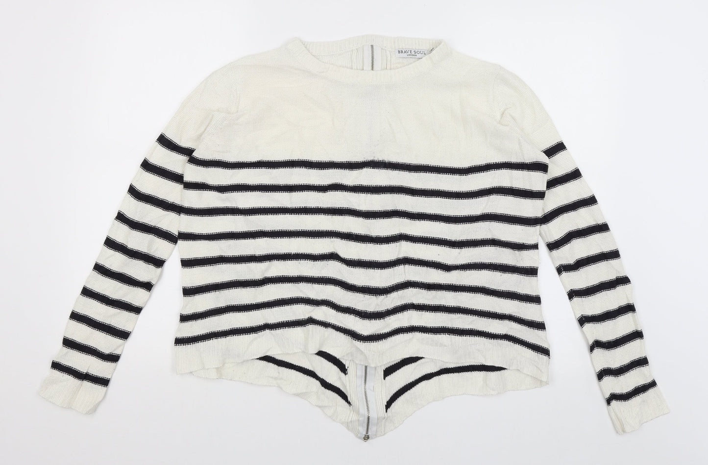 Womens UK Size 12 Brave Soul White Full Zip Jumper