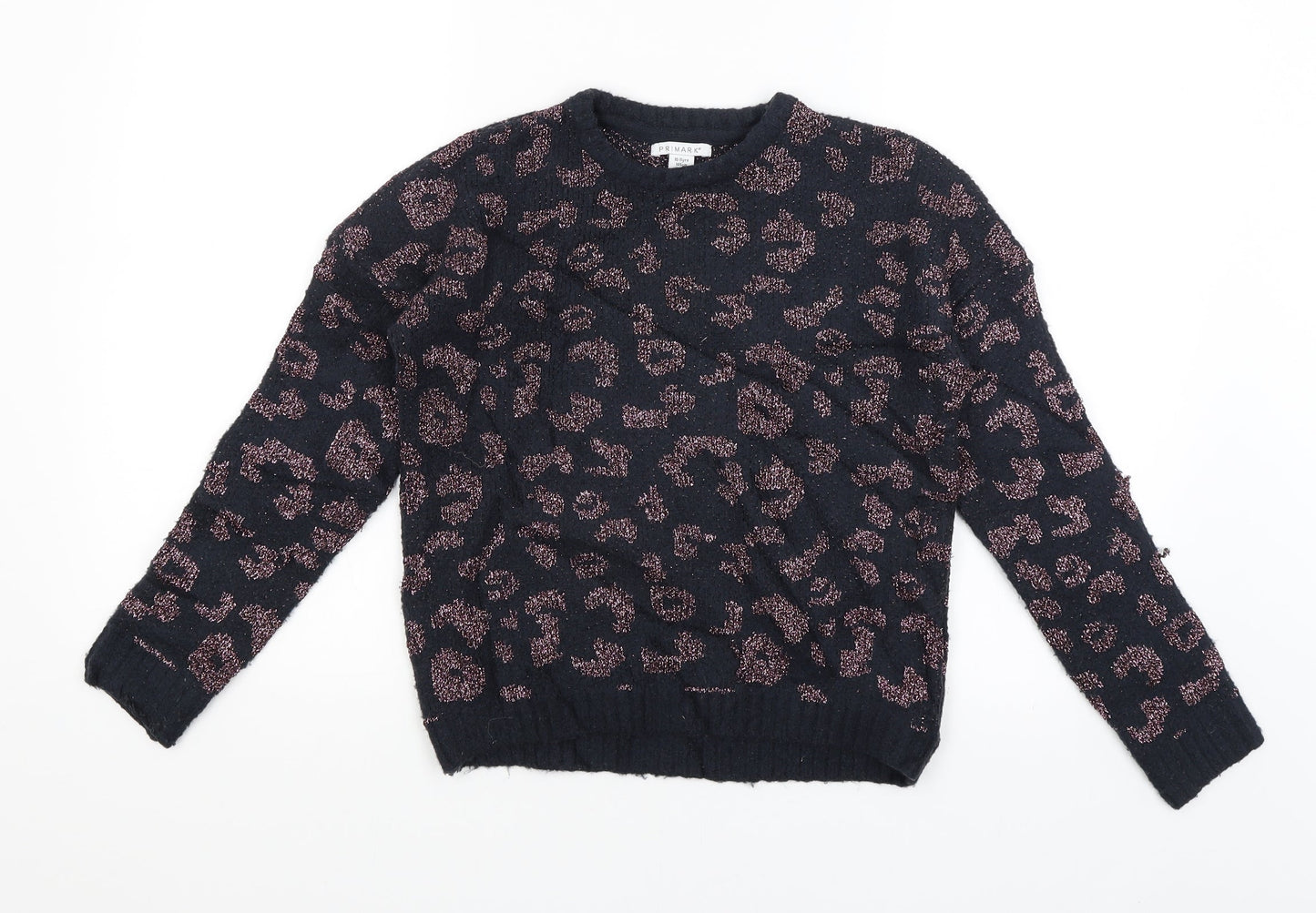 Primark Girls Blue Animal Print  Pullover Jumper Size 10-11 Years