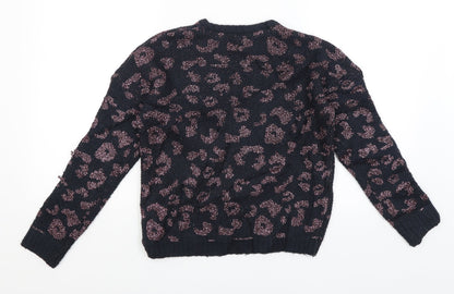 Primark Girls Blue Animal Print  Pullover Jumper Size 10-11 Years