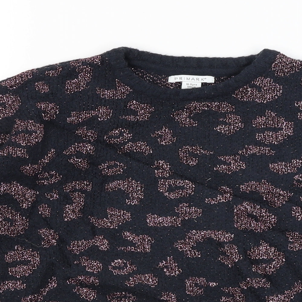 Primark Girls Blue Animal Print  Pullover Jumper Size 10-11 Years