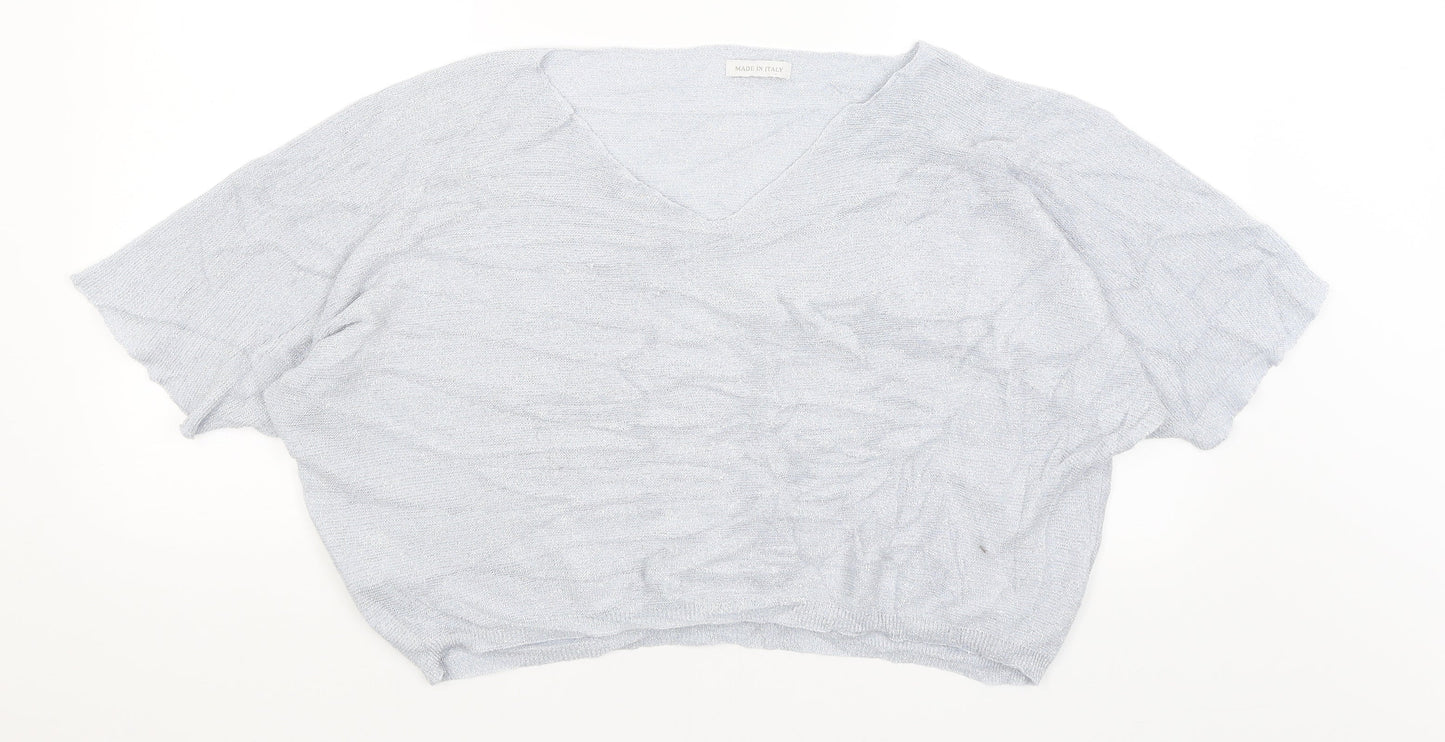 Womens UK Size L Preworn Blue Cropped T-Shirt