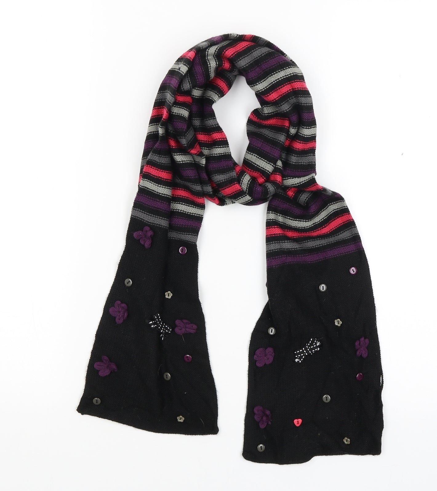 Catch Me Womens Black Striped   Scarf