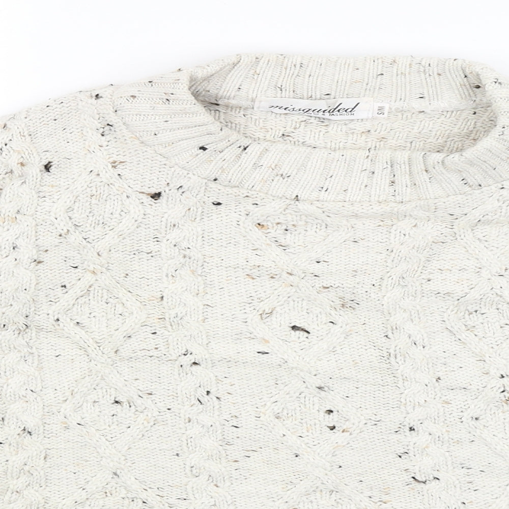 Womens UK Size S Missguided White Pullover Jumper