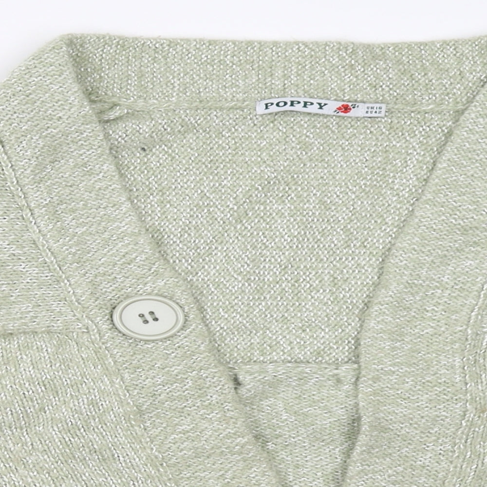 Womens UK Size 16 Poppy Green Cardigan Jumper