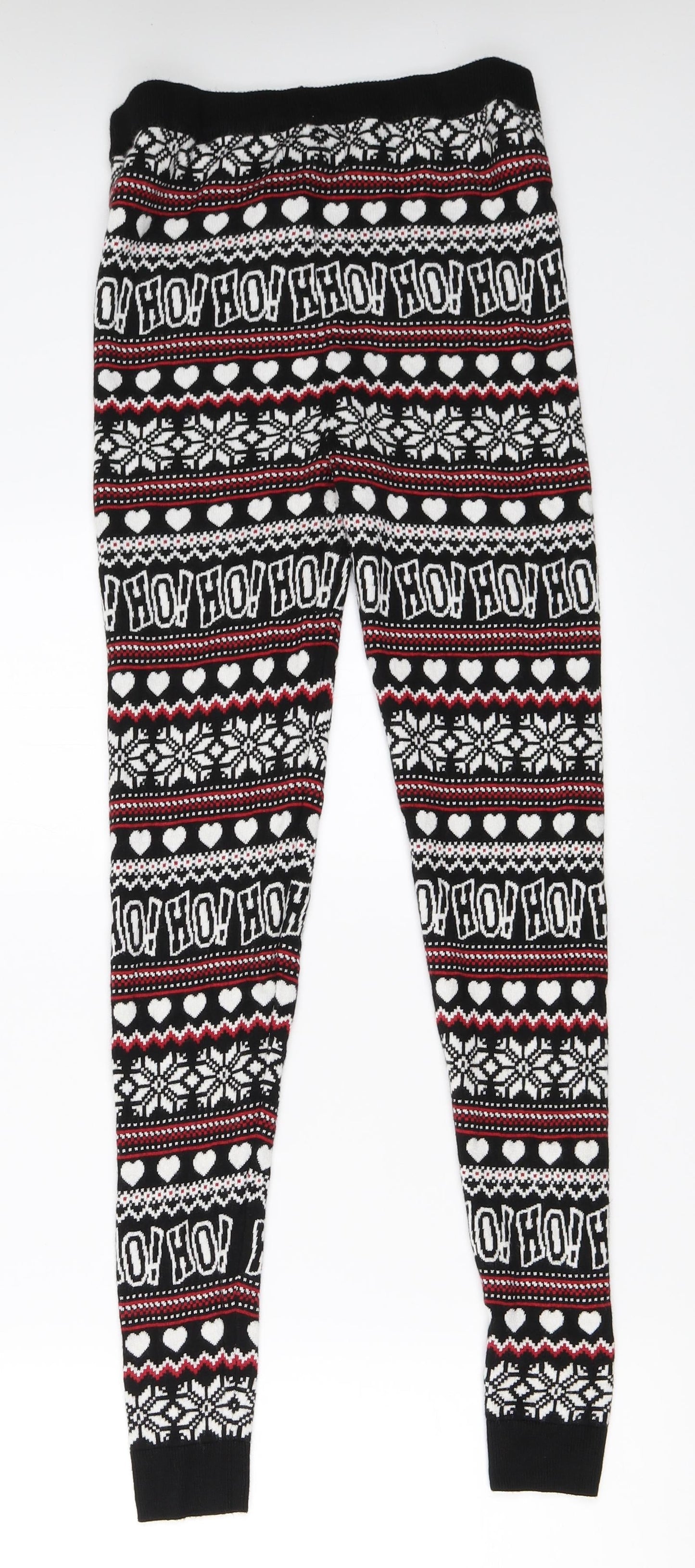 F&F Womens Black Fair Isle  Capri Leggings Size 8 L28.5 in