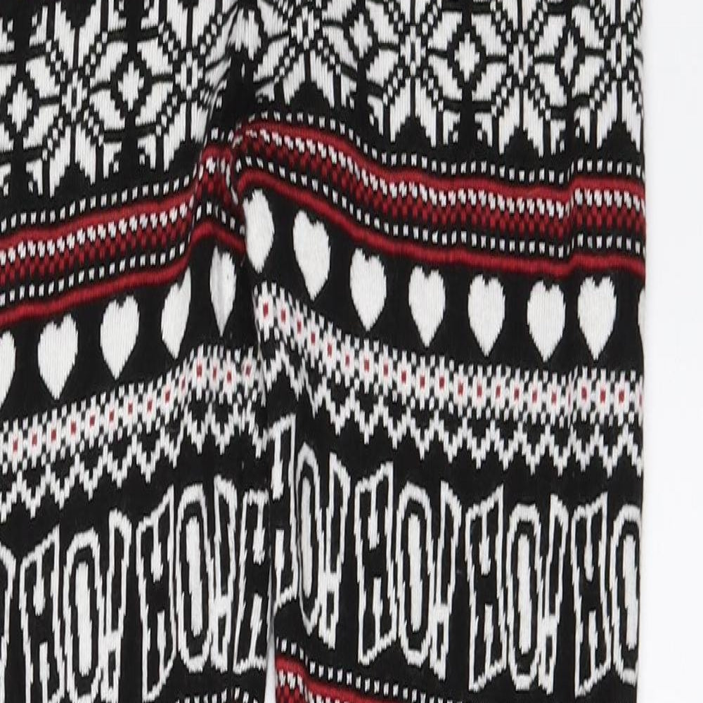F&F Womens Black Fair Isle  Capri Leggings Size 8 L28.5 in