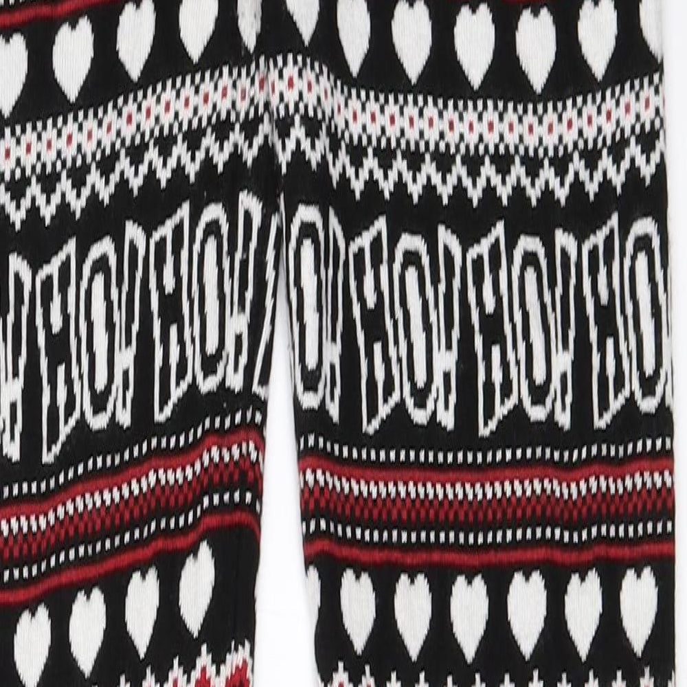 F&F Womens Black Fair Isle  Capri Leggings Size 8 L28.5 in