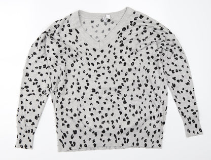 Capsule Womens Grey Animal Print  Pullover Jumper Size 16