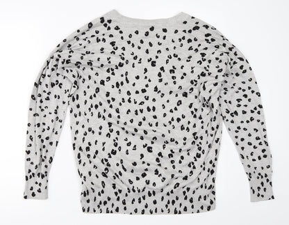 Capsule Womens Grey Animal Print  Pullover Jumper Size 16