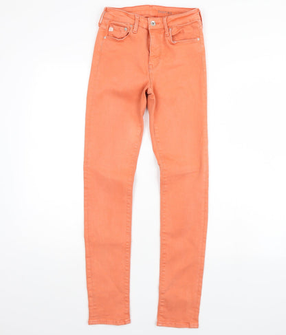 Womens UK Size 27 in Preworn Regular Fit Skinny Orange Jeans