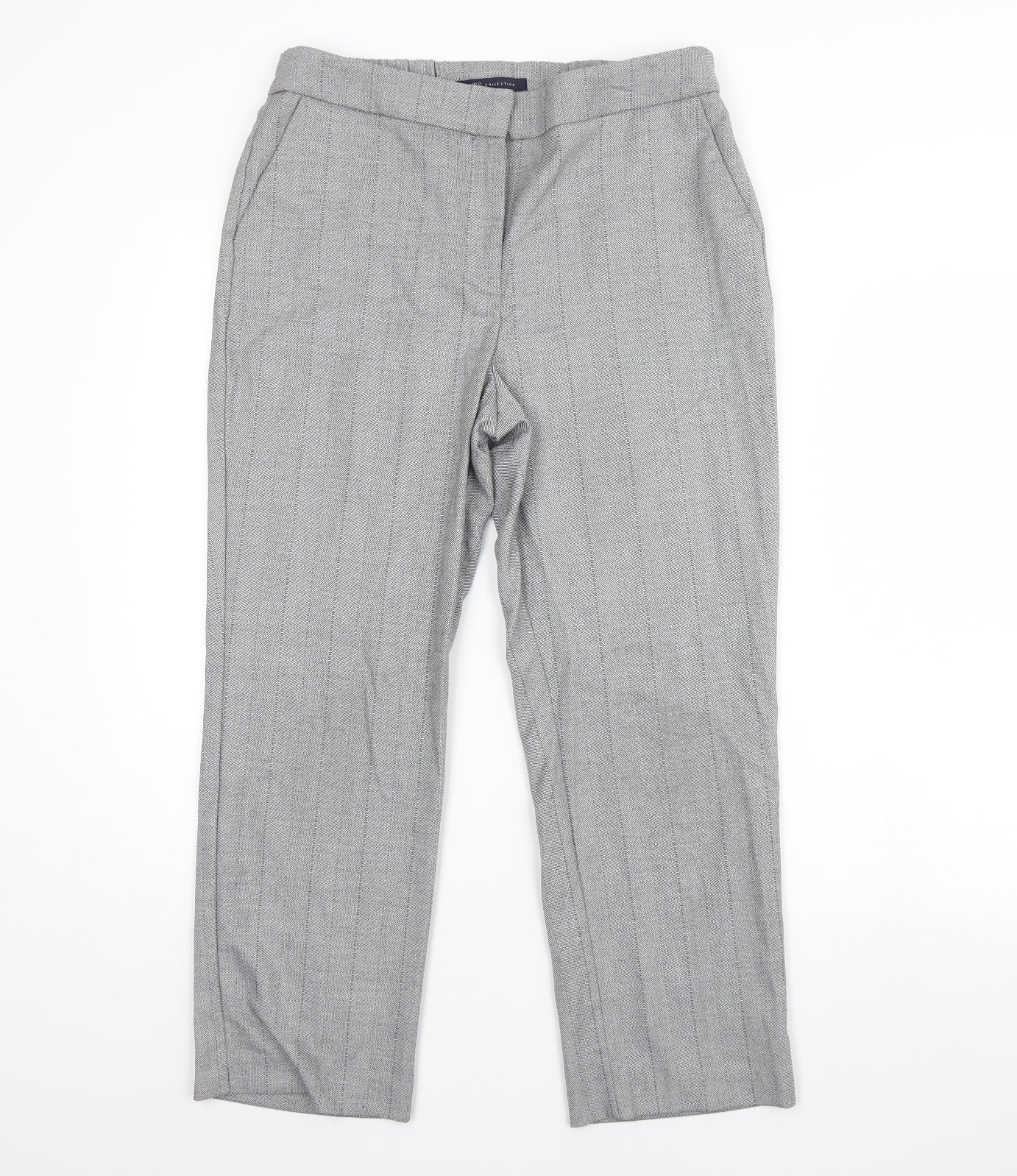 M&S Womens Grey Striped  Dress Pants Trousers Size 12 L29 in