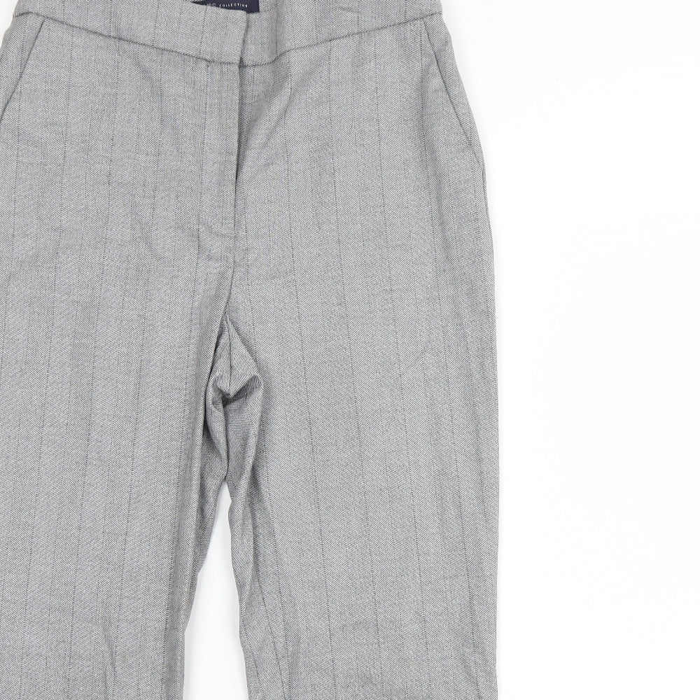 M&S Womens Grey Striped  Dress Pants Trousers Size 12 L29 in