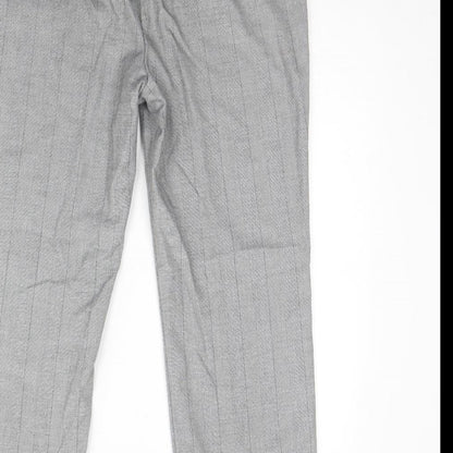 M&S Womens Grey Striped  Dress Pants Trousers Size 12 L29 in