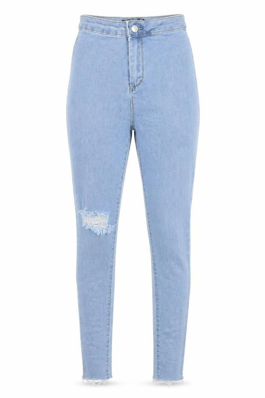 PRETTYLITTLETHING Womens Blue  Denim Skinny Jeans Size 6 L28 in