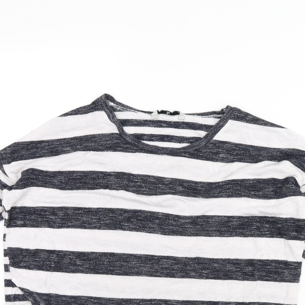 TU Womens White Striped  Pullover Jumper Size 10