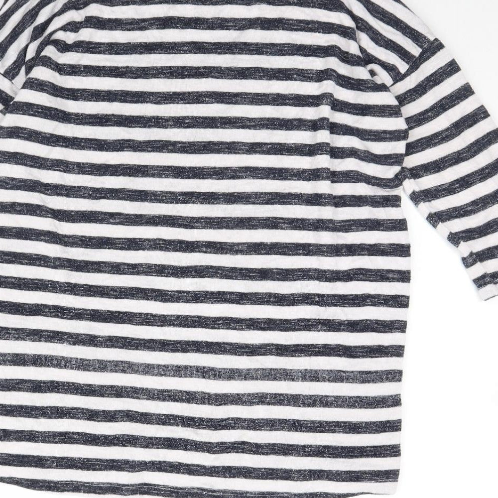 TU Womens White Striped  Pullover Jumper Size 10