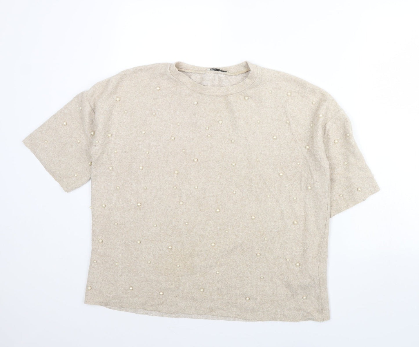 Womens UK Size S Zara Beige Pullover Jumper