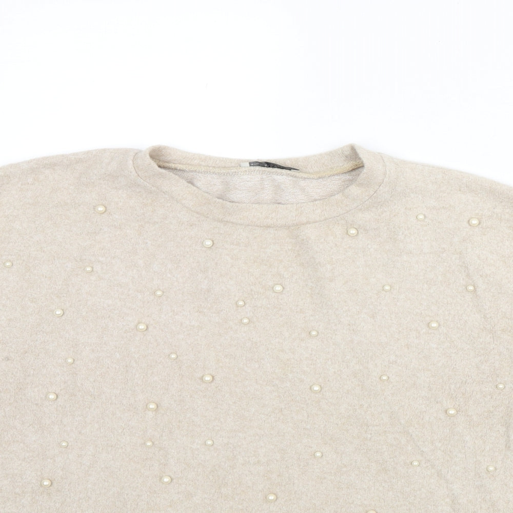 Womens UK Size S Zara Beige Pullover Jumper